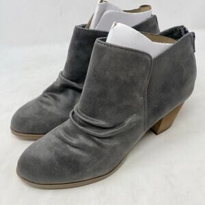 Report Footwear Clarice Suede Heeled Booties Gray Slip On Ankle Boots 7.5